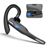 YYK-525 Business Headset, Wireless Over Ear Earphones with Mic, 180° rotating earhook, with Charging Case, 10/12 hours play - Black