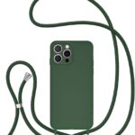 Θήκη Σιλικόνης GREEN ON με Κορδόνι Κολιέ για iPhone 16 Pro Max - Σκούρο Πράσινο