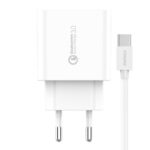 Foneng Φορτιστής με Θύρα USB-A και Καλώδιο USB-C 18W Quick Charge 3.0 Λευκός (EU46)