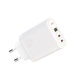 XO Super Si Φορτιστής Σπιτιού 1 x USB Quick Charge 45W / 2 x Type C PD 65W - Λευκό