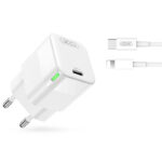 Σετ Φορτιστής Σπιτιού XO με USB Type C PD 30W και Καλώδιο Type C σε Lightning 1 Μέτρο - Λευκό