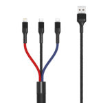 Καλώδιο USB XO 3σε1 Lightning / Type C / Micro Usb 1.2 Μέτρα 3A XO-NB54 - Μαύρο / Κόκκινο / Μπλε