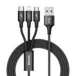 Καλώδιο BASEUS Rapid Series 3 σε 1 Lightning / Type C / Micro Usb 1.2 Μέτρα 3A (CAMLT-SU01) - Μαύρο