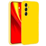 Θήκη TPU Σιλικόνης με Υφασμάτινη Επένδυση για Samsung Galaxy A55 - Κίτρινο