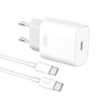 XO Φορτιστής L91 PD / PPS 25W 1x USB-C και USB-C σε USB-C Καλώδιο - Λευκό L91 EU SUIT USB-C