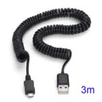 Σπιράλ Καλώδιο Micro Usb 5pin Μήκος 3Μ - Μαύρο