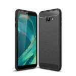 Θήκη TPU Σιλικόνης Carbon Fibre Brushed για Galaxy J4 Plus - Μαύρη