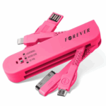 Μπρελοκ Φόρτισης Καλώδιο 3 σε 1 FOREVER Micro Usb - Lightning - 30 Pin - Ροζ