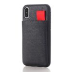 Θήκη TPU Σιλικόνης με Πλάτη Δερματίνης και 3 Υποδοχες Καρτών για iPhone XS/X -Μαύρη