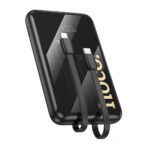 Hoco Power Bank 10000 mAh με Ενσωματωμένα Καλώδια USB - C / Lightning / Θύρα USB - Μαύρο