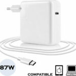 Lamtech Type C 3.1 Φορτιστής 87W 20.2V 4.3A με Καλώδιο - Λευκό LAM023510