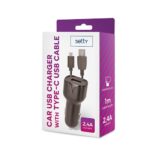 Φορτιστής Αυτοκινήτου SETTY με Καλώδιο Type C 1 Μέτρο 2.4A  - Μαύρο