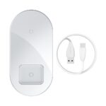 Baseus 2 σε 1 Ασύρματος Qi Φορτιστής για Smartphones και AirPods 15W - Λευκός WXJK-02