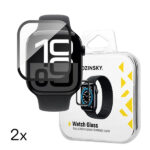 Wozinsky Tempered Glass / Τζαμάκι Προστασίας FULL GLUE για Apple Watch 46mm 10 Series 2τμχ - Μαύρο Πλαίσιο