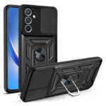 Σκληρή Θήκη Armor με Βάση Στήριξης Δαχτυλίδι για Samsung Galaxy A55 - Μαύρο
