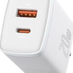 Baseus Compact Φορτιστής με 2 Θύρες USB QC3.0 / Type C PD 20W - Λευκό