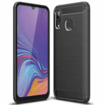 Θήκη TPU Σιλικόνης Carbon Fiber Style για Galaxy A30 - Μαύρη