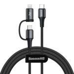 Baseus Twins 2 σε 1 USB Type C PD - USB Typ C Ισχύς (60W 20V 3A) και Lightning (9V 2A) Καλώδιο 1 μέτρο CATLYW-H01 - Μαύρο