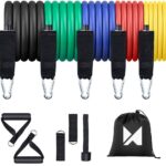 Wozinsky Πακέτο με 11 Ζώνες Αντοχής Άσκησης Με Λαβές Exercise Stretch Fitness Home Set Περιλαμβάνει 5 Stackable Ζώνες Γυμναστικής Με Τσάντα Μεταφοράς WRTS5-01