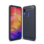 Θήκη TPU Σιλικόνης Carbon Fiber Brushed Style για Xiaomi Redmi Note 7 - Σκούρο Μπλε