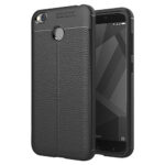 Θήκη TPU Σιλικόνης Litchi Pattern για Redmi 4X - Μαύρη