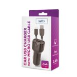 Φορτιστής Αυτοκινήτου SETTY με Καλώδιο Micro Usb 1 Μέτρο 2.4A - Μαύρο