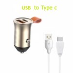 Σετ Φορτιστής Αυτοκινήτου GREEN ON 30W με 2 Θύρες (USB QC4 / Type C PD) και Καλώδιο USB σε Type C - Χρυσό C509QC