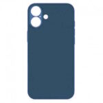 Θήκη TPU Σιλικόνης με Υφασμάτινη Επένδυση και Προστασία Κάμερας για iPhone 16 Plus - Σκούρο Μπλε