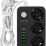 Ldnio SC3631 Πολύπριζο 3 Θέσεων με 6 Θύρες Φόρτισης USB 3.4A και 3 Power Socket Schuko 1.6m - Μαύρο