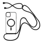 Θήκη Σιλικόνης GREEN ON με Κορδόνι Κολιέ και Magsafe για iPhone 15 Pro Max - Μαύρο