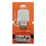 Σετ Φορτιστής Σπιτιού και Καλώδιο Type C Quick Charge 3.0 με 2 Θύρες USB MOXOM KH-70Y - Λευκό