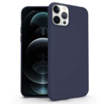 Θήκη TPU Σιλικόνης με Υφασμάτινη Επένδυση για iPhone 15 Pro Max - Σκούρο Μπλε