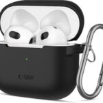Tech-Protect Θήκη Σιλικόνης με Γάντζο σε Μαύρο χρώμα για Apple AirPods 3