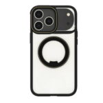 Σκληρή Θήκη με Μεταλικό Δαχτυλίδι Στήριξης MagSafe για iPhone 17 Pro Max - Μαύρη / Διάφανη